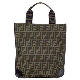 Fendi Vintage Brown Zucca Canvas Foldable Tote Bag Handbag Brown