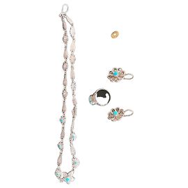 Autre Marque Set de Joyas Faten El Roby Plata y Turquesa Turquesa Hardware de plata