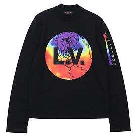 Louis Vuitton LV Earth Logo Jersey Nylon Pullover Schwarz