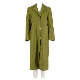 Autre Marque STINE GOYA Long Green Coat with Gold Buttons Green