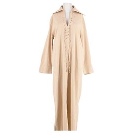 Autre Marque ROHE Beiges Leinenkleid Lang Beige