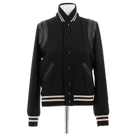 Autre Marque SAINT LAURENT Black Wool Bomber Jacket Black