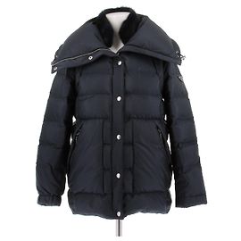 Prada Doudoune marine à col en fourrure Navy blue