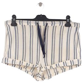 Autre Marque Weiß-blau gestreifte Baumwollshorts Weiß