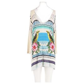 Mary Katrantzou Weißes Langarmtop mit V Ausschnitt Weiß