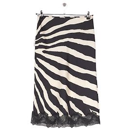 Autre Marque Saia midi BOA preta com estampa de zebra e renda Preto