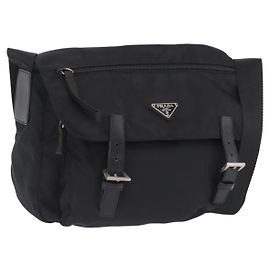 PRADA Shoulder Bag Nylon Black Silver Other