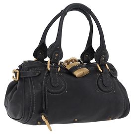 Chloé Chloe Paddington Hand Bag Leather Black Gold Tone Altro