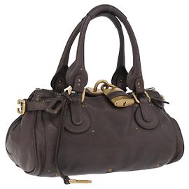 Chloé Sac à main Chloe Paddington en cuir marron or argent Autre
