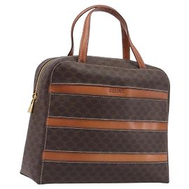Céline CELINE Macadam Canvas Hand Bag PVC Leather Brown Gold Altro