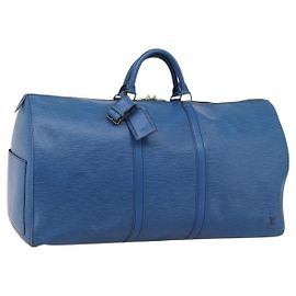 LOUIS VUITTON Epi Keepall 60 Boston Bag Blue M42945 LV Outro