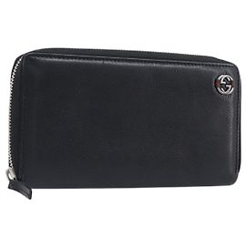 GUCCI Interlocking Web Sherry Line Billetera Cuero Negro 308796 Otro