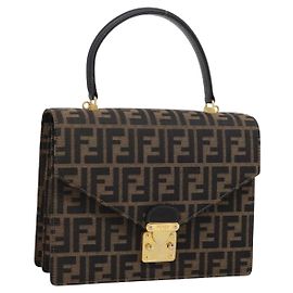 FENDI Zucca Canvas Mamma Baguette Hand Bag Black Brown Altro