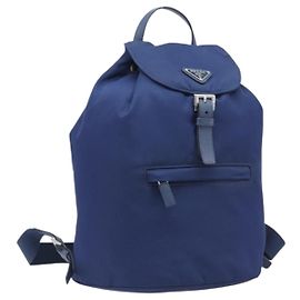 PRADA Backpack Nylon Blue Silver Other