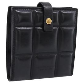 Bottega Veneta Padded Compact Wallet Leather Black Gold Tone Altro