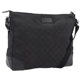 GUCCI GG Canvas Shoulder Bag Black Silver 110054 Altro