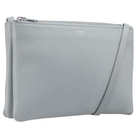 LOUIS VUITTON Trio Shoulder Bag Couro Azul Claro Prata LV Outro