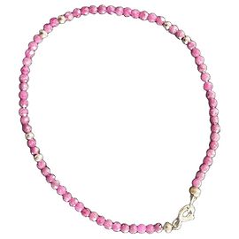 Autre Marque Pulseira de contas de rubi e prata Prata Roxo Roxo escuro