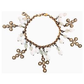 Bracciale Dolce & Gabbana Romantic acciaio dorato con croci e perle