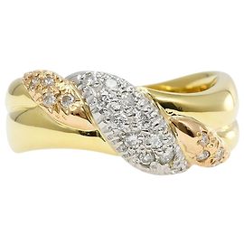 Autre Marque PT900 Platinum and 18K Gold Diamond Band Ring Golden Other