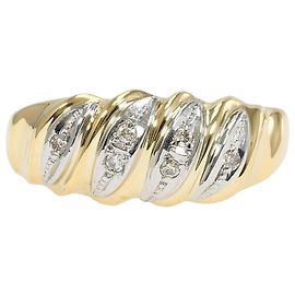 Autre Marque Anel aliança em platina e ouro amarelo com diamante Dourado Outro