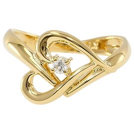 Autre Marque 18K Yellow Gold Band Ring with Diamond Golden