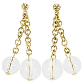 Autre Marque Pendientes colgantes de oro amarillo 18K con cuarzo Dorado