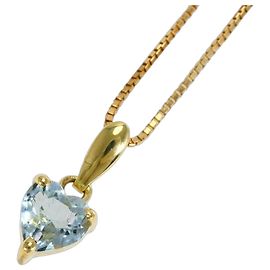 Autre Marque Collier en or jaune 18K avec aigue-marine Doré