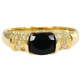 Autre Marque Anillo banda elegante de oro amarillo 18K con ónix y diamante Dorado