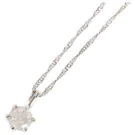 Autre Marque Collar de oro blanco 18K con diamante Dorado