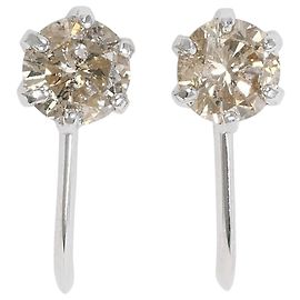 Autre Marque Brincos de pressão em ouro branco 18K com diamantes castanhos Marrom Dourado