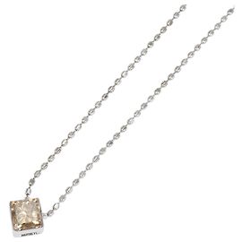 Autre Marque Collar elegante de oro blanco 18K con diamante marrón Castaño Dorado