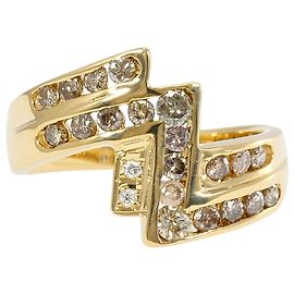 Autre Marque Anillo banda de oro amarillo 18K con diamante marrón Dorado