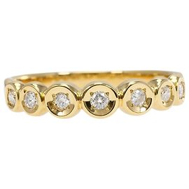 Autre Marque 18K Yellow Gold Band Ring with Diamond Golden