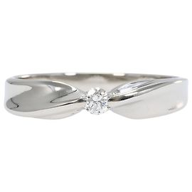 Autre Marque Platinum Band Ring with Diamond Other