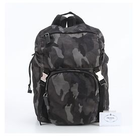 Mochila Prada Tessuto Nylon Camouflage Marrom Preto