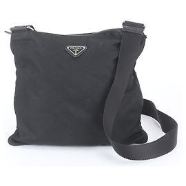 Bolsa de Ombro Prada em Nylon Tessuto com Logótipo Triangular Preto