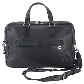 Borsa a spalla in pelle Gucci Interlocking G Nero