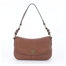 Coach Chelsea Turnlock Leather Handbag Brown