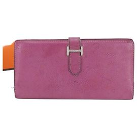 Hermès Hermes Bearn Leather Long Wallet Purple