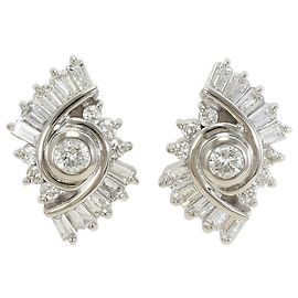Autre Marque PT900 Platin-Steckohrringe mit Diamant Andere