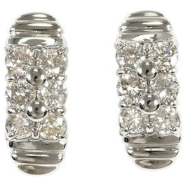 Autre Marque Pendientes de botón de platino con diamantes Otro