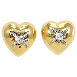 Autre Marque Elegant 18K Yellow Gold Diamond Stud Earrings Golden