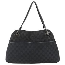 Gucci GG Canvas Leather Tote Bag Black