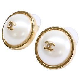 Chanel Métiers d'Art Collection Stud Earrings White Golden