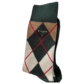 Prada Diamond Pattern Cotton Socks Brown White Green Dark red