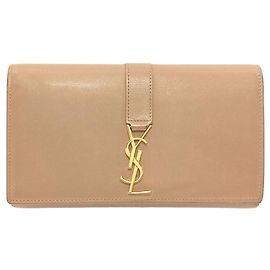 Autre Marque Portefeuille long Saint Laurent Cassandra Beige