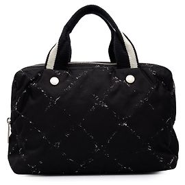 Chanel Black Old Travel Line Nylon Handbag Black