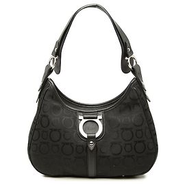 Salvatore Ferragamo Borsa a tracolla Ferragamo in tela Gancini nera Nero