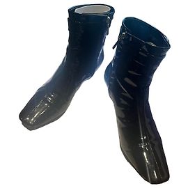 Dior Botines de Cuero Charol Negro Negro